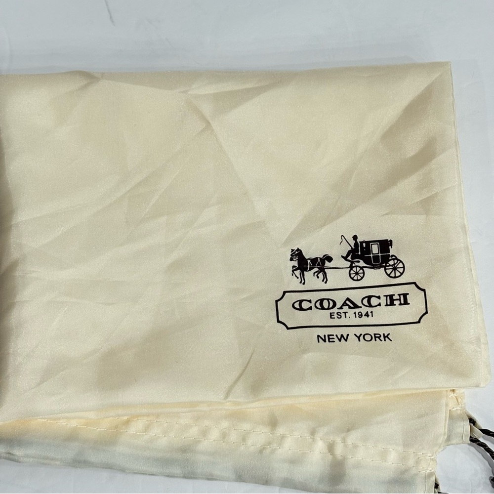 Coach Cream Dust Bag Satin Brown Cord Pull Size 19Wx14.75”